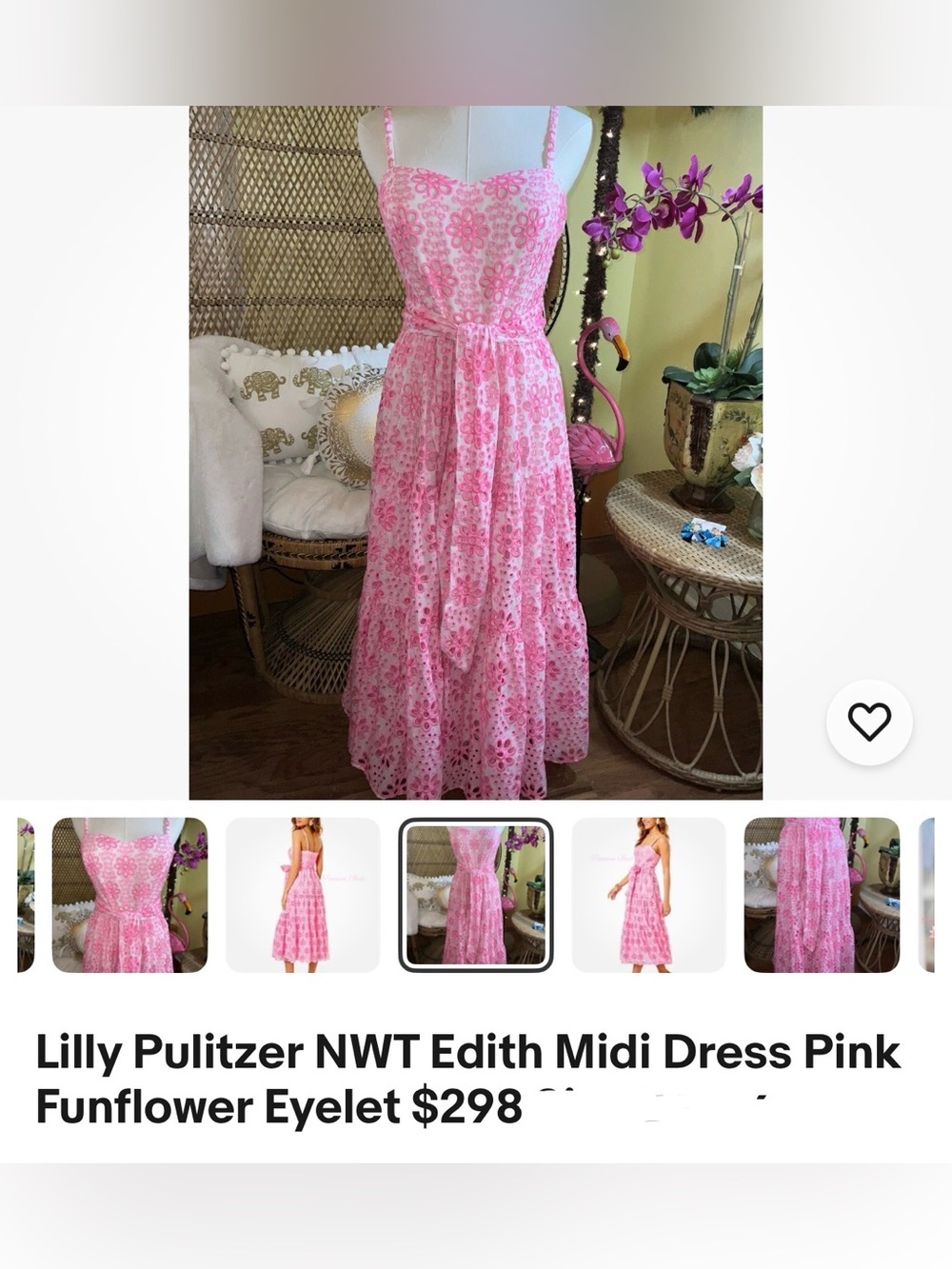 NWT Lilly Pulitzer Funflower Eyelet Pink Floral Tiered Sundress 16 - Picture 12 of 16